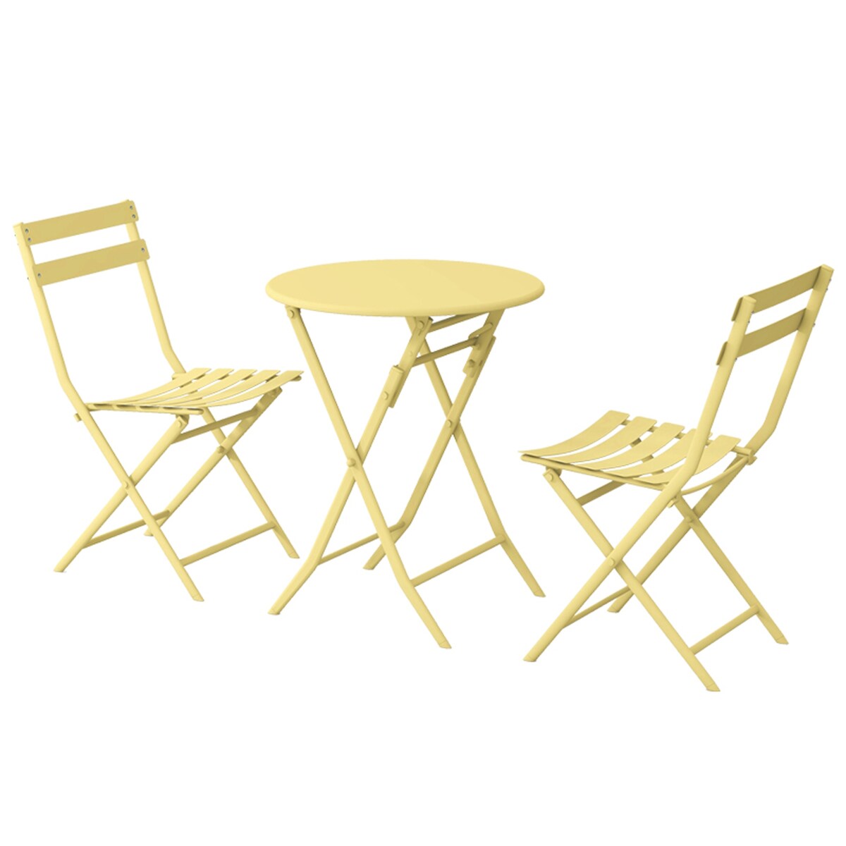 Ensemble de bistro de terrasse minimaliste 3 pièces, composé d'une table ronde et de chaises pliantes - Ensemble-de-bistro-de-terrasse-3-pieces