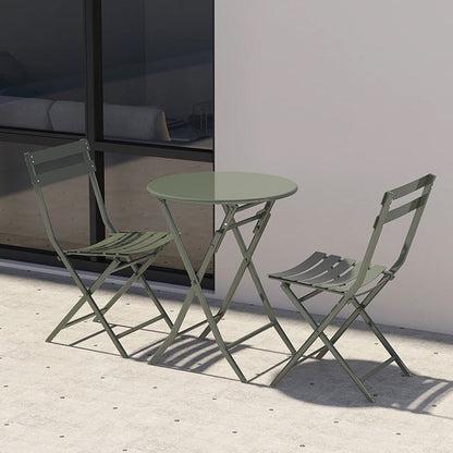 Ensemble de bistro de terrasse minimaliste 3 pièces, composé d'une table ronde et de chaises pliantes - Ensemble-de-bistro-de-terrasse-3-pieces