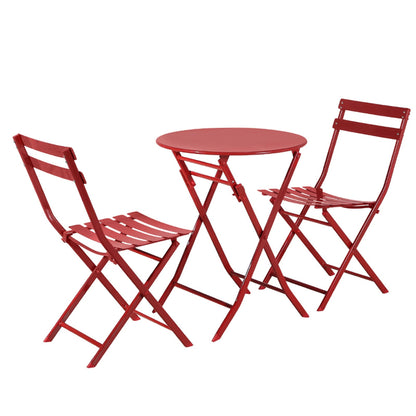 Ensemble de bistro de terrasse minimaliste 3 pièces, composé d'une table ronde et de chaises pliantes - Ensemble-de-bistro-de-terrasse-3-pieces