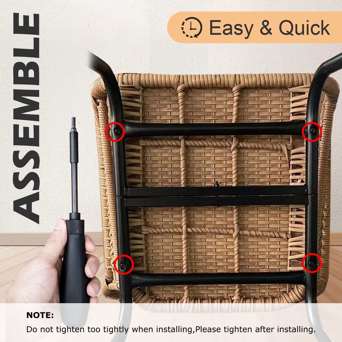 Ensemble de bistro en osier tressé pour extérieur, 3 pièces, ensemble de chaises de patio en rotin résistant aux intempéries avec coussins.