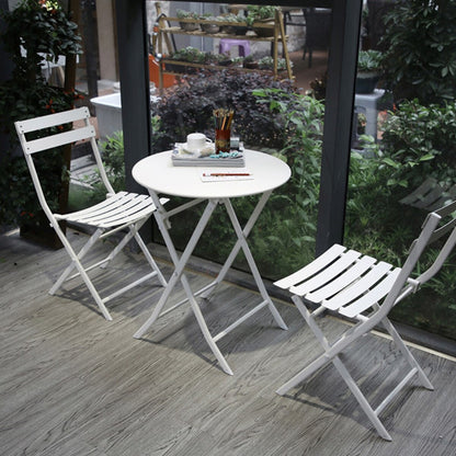 Ensemble de bistro de terrasse 3 pièces : table ronde et chaises pliantes