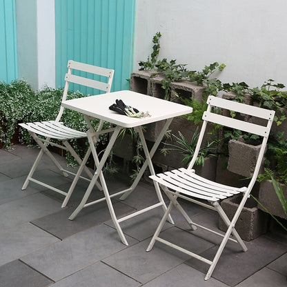 Ensemble de bistro minimaliste pour terrasse, 3 pièces, table carrée et chaises pliantes - 3 pièces