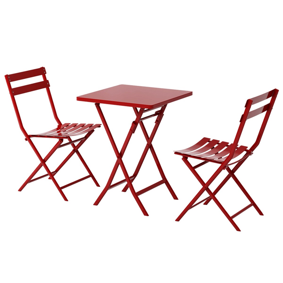 Ensemble de bistro minimaliste pour terrasse, 3 pièces, table carrée et chaises pliantes - 3 pièces