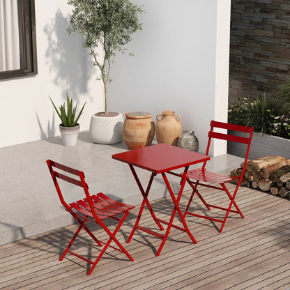 Ensemble de bistro minimaliste pour terrasse, 3 pièces, table carrée et chaises pliantes - 3 pièces