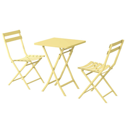 Ensemble de bistro minimaliste pour terrasse, 3 pièces, table carrée et chaises pliantes - 3 pièces