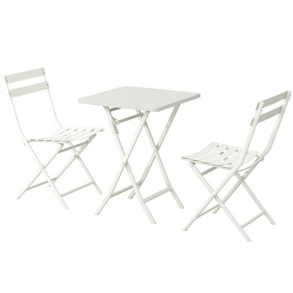 Ensemble de bistro minimaliste pour terrasse, 3 pièces, table carrée et chaises pliantes - 3 pièces