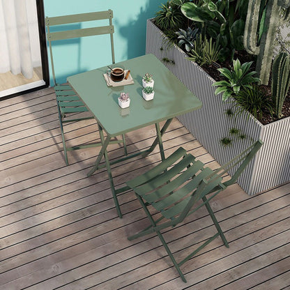 Ensemble de bistro minimaliste pour terrasse, 3 pièces, table carrée et chaises pliantes - 3 pièces
