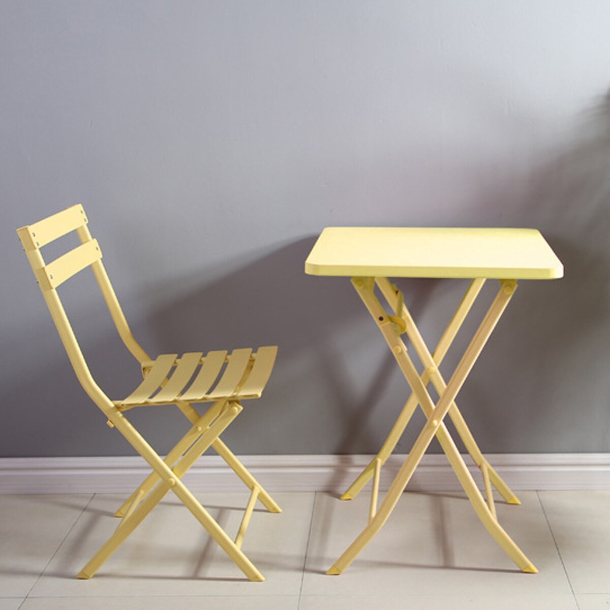 Ensemble de bistro minimaliste pour terrasse, 3 pièces, table carrée et chaises pliantes - 3 pièces