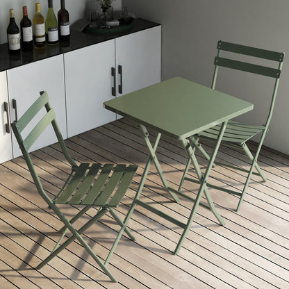 Ensemble de bistro minimaliste pour terrasse, 3 pièces, table carrée et chaises pliantes - 3 pièces