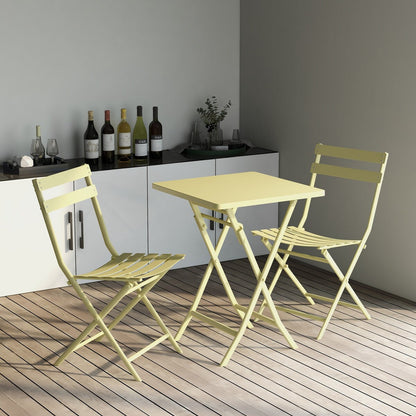 Ensemble de bistro minimaliste pour terrasse, 3 pièces, table carrée et chaises pliantes - 3 pièces