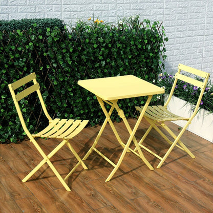 Ensemble de bistro minimaliste pour terrasse, 3 pièces, table carrée et chaises pliantes - 3 pièces