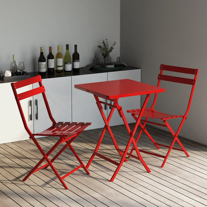Ensemble de bistro minimaliste pour terrasse, 3 pièces, table carrée et chaises pliantes - 3 pièces