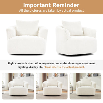 Chaise pivotante à 360°, chaise d'appoint en bouclé de 38,2 pouces avec coussin, canapé-fauteuil capitonné avec accoudoirs incurvés
