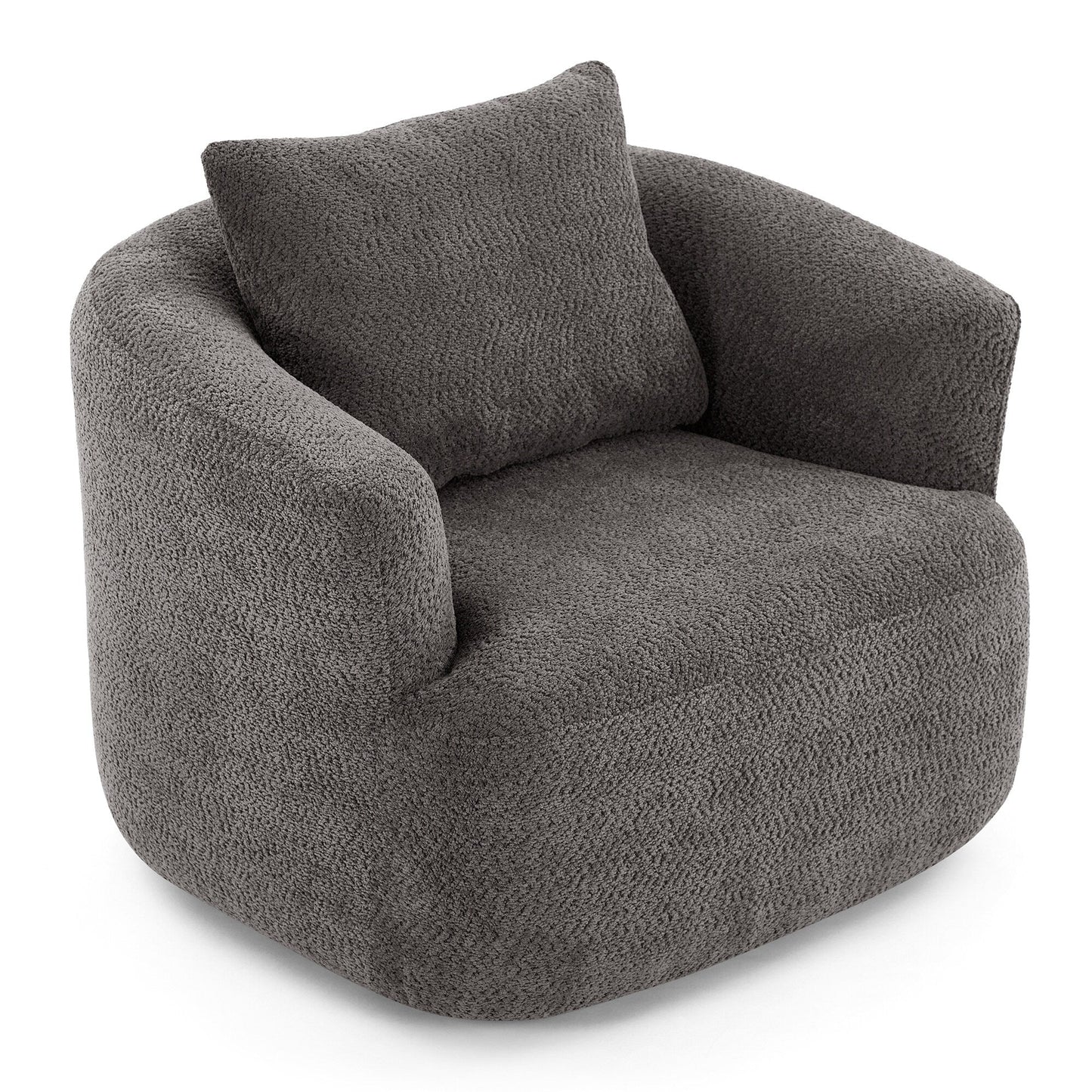 Chaise pivotante à 360°, chaise d'appoint en bouclé de 38,2 pouces avec coussin, canapé-fauteuil capitonné avec accoudoirs incurvés