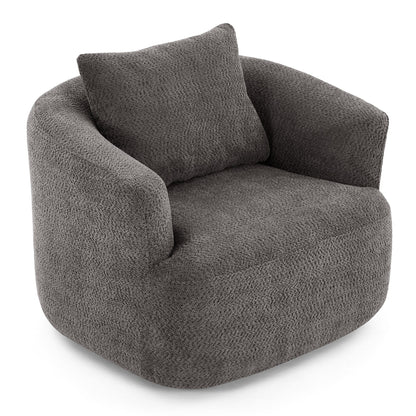 Chaise pivotante à 360°, chaise d'appoint en bouclé de 38,2 pouces avec coussin, canapé-fauteuil capitonné avec accoudoirs incurvés