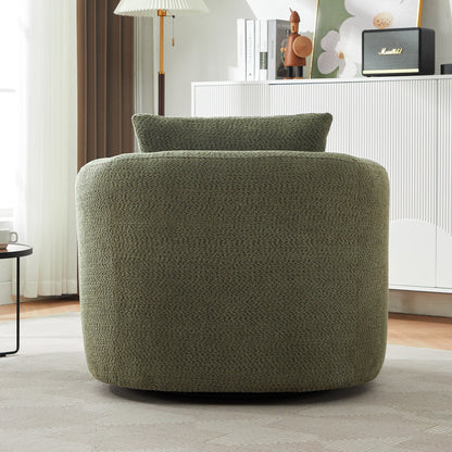 Chaise pivotante à 360°, chaise d'appoint en bouclé de 38,2 pouces avec coussin, canapé-fauteuil capitonné avec accoudoirs incurvés