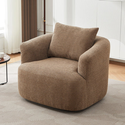 Chaise pivotante à 360°, chaise d'appoint en bouclé de 38,2 pouces avec coussin, canapé-fauteuil capitonné avec accoudoirs incurvés