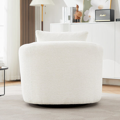 Chaise pivotante à 360°, chaise d'appoint en bouclé de 38,2 pouces avec coussin, canapé-fauteuil capitonné avec accoudoirs incurvés