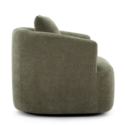 Chaise pivotante à 360°, chaise d'appoint en bouclé de 38,2 pouces avec coussin, canapé-fauteuil capitonné avec accoudoirs incurvés