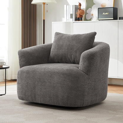 Chaise pivotante à 360°, chaise d'appoint en bouclé de 38,2 pouces avec coussin, canapé-fauteuil capitonné avec accoudoirs incurvés