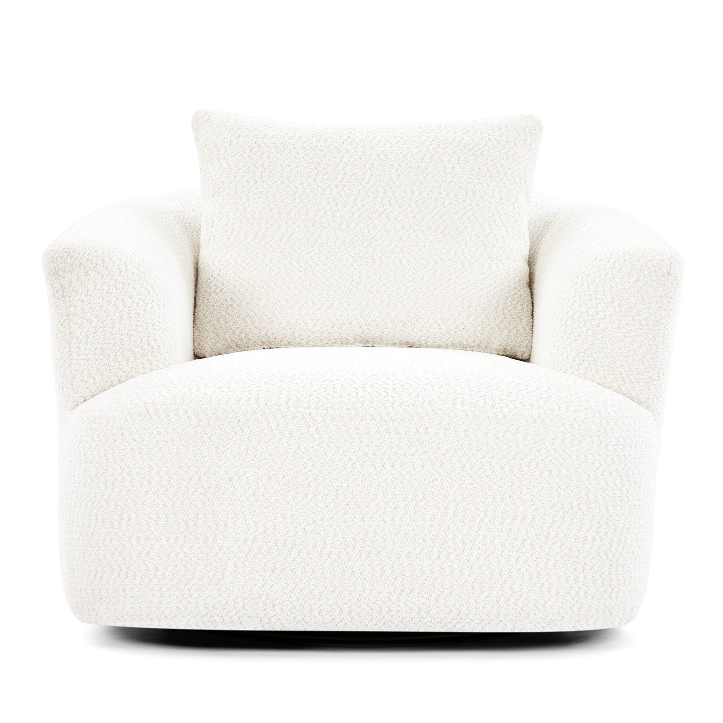 Chaise pivotante à 360°, chaise d'appoint en bouclé de 38,2 pouces avec coussin, canapé-fauteuil capitonné avec accoudoirs incurvés