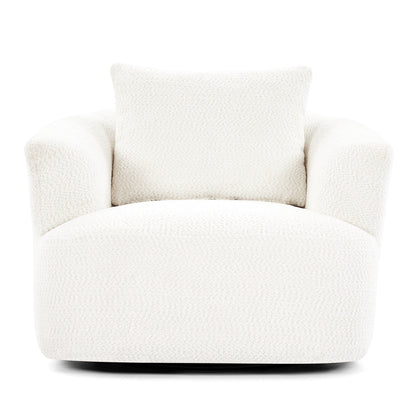 Chaise pivotante à 360°, chaise d'appoint en bouclé de 38,2 pouces avec coussin, canapé-fauteuil capitonné avec accoudoirs incurvés
