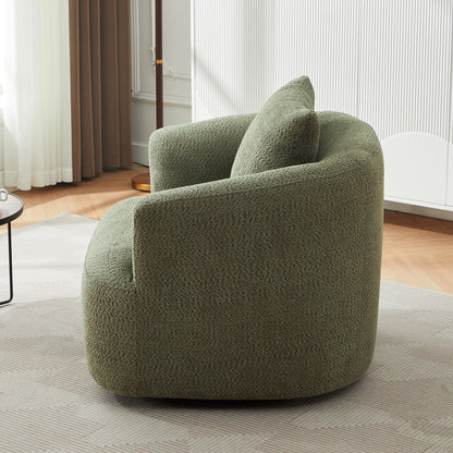 Chaise pivotante à 360°, chaise d'appoint en bouclé de 38,2 pouces avec coussin, canapé-fauteuil capitonné avec accoudoirs incurvés
