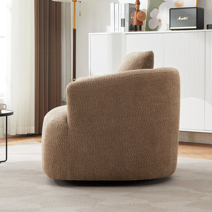Chaise pivotante à 360°, chaise d'appoint en bouclé de 38,2 pouces avec coussin, canapé-fauteuil capitonné avec accoudoirs incurvés