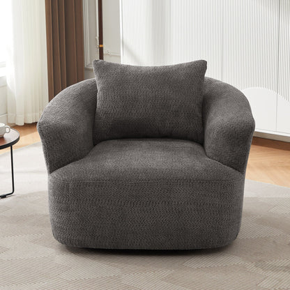 Chaise pivotante à 360°, chaise d'appoint en bouclé de 38,2 pouces avec coussin, canapé-fauteuil capitonné avec accoudoirs incurvés