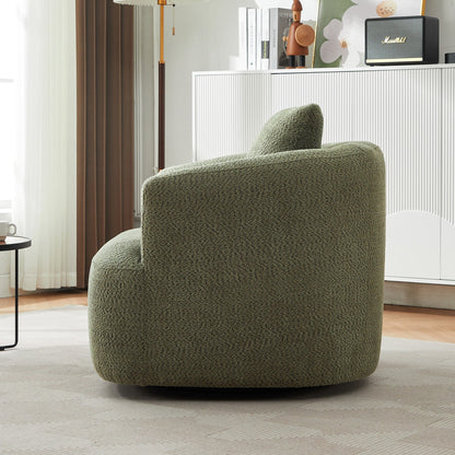 Chaise pivotante à 360°, chaise d'appoint en bouclé de 38,2 pouces avec coussin, canapé-fauteuil capitonné avec accoudoirs incurvés