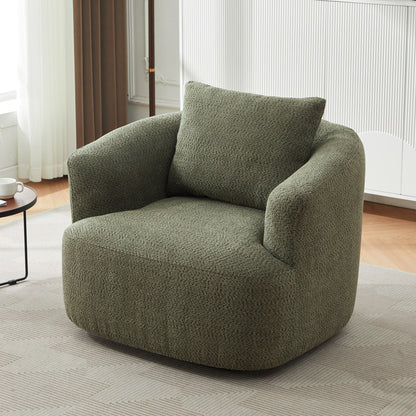 Chaise pivotante à 360°, chaise d'appoint en bouclé de 38,2 pouces avec coussin, canapé-fauteuil capitonné avec accoudoirs incurvés