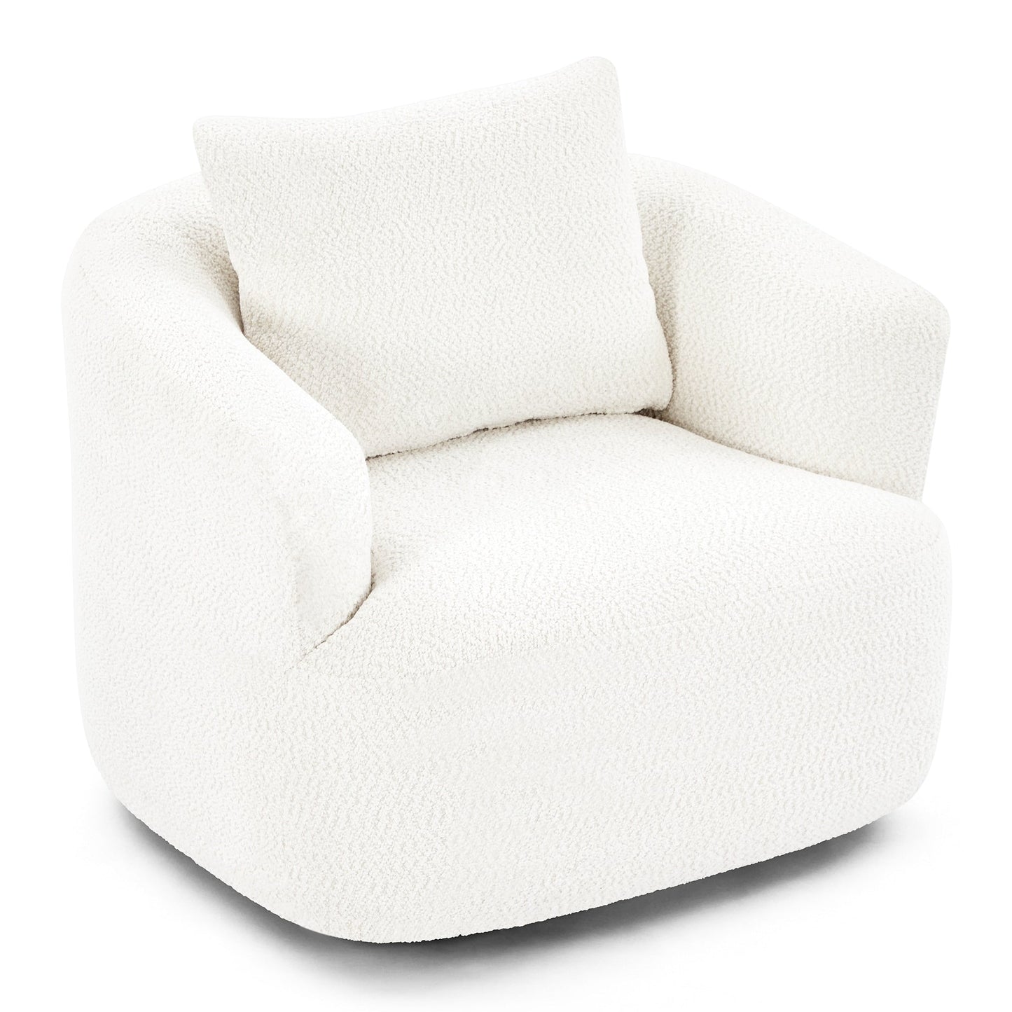 Chaise pivotante à 360°, chaise d'appoint en bouclé de 38,2 pouces avec coussin, canapé-fauteuil capitonné avec accoudoirs incurvés