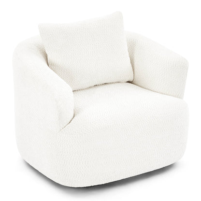 Chaise pivotante à 360°, chaise d'appoint en bouclé de 38,2 pouces avec coussin, canapé-fauteuil capitonné avec accoudoirs incurvés