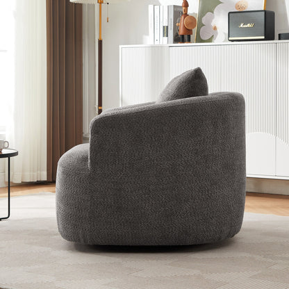 Chaise pivotante à 360°, chaise d'appoint en bouclé de 38,2 pouces avec coussin, canapé-fauteuil capitonné avec accoudoirs incurvés