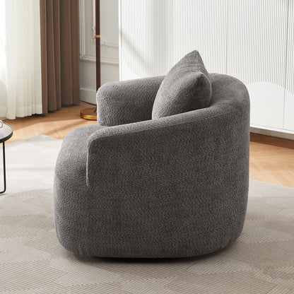 Chaise pivotante à 360°, chaise d'appoint en bouclé de 38,2 pouces avec coussin, canapé-fauteuil capitonné avec accoudoirs incurvés