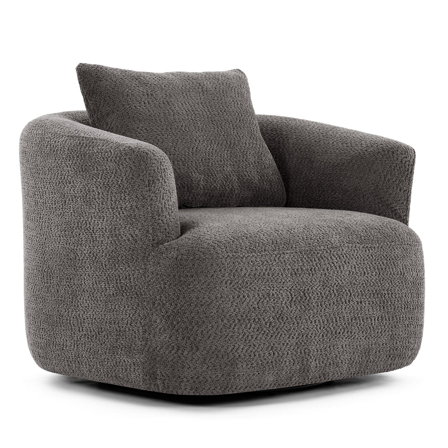 Chaise pivotante à 360°, chaise d'appoint en bouclé de 38,2 pouces avec coussin, canapé-fauteuil capitonné avec accoudoirs incurvés