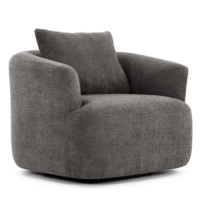 Chaise pivotante à 360°, chaise d'appoint en bouclé de 38,2 pouces avec coussin, canapé-fauteuil capitonné avec accoudoirs incurvés