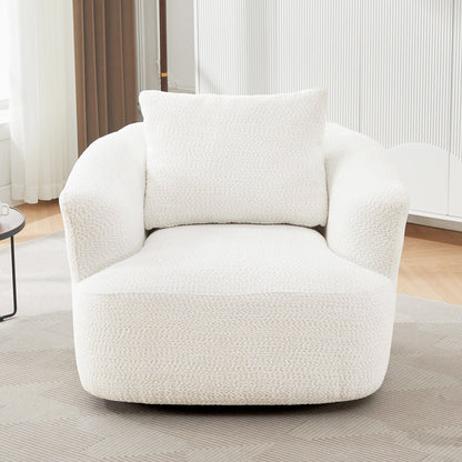 Chaise pivotante à 360°, chaise d'appoint en bouclé de 38,2 pouces avec coussin, canapé-fauteuil capitonné avec accoudoirs incurvés