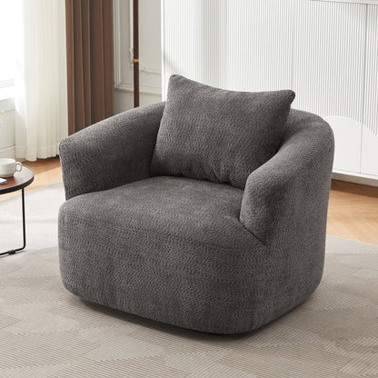 Chaise pivotante à 360°, chaise d'appoint en bouclé de 38,2 pouces avec coussin, canapé-fauteuil capitonné avec accoudoirs incurvés