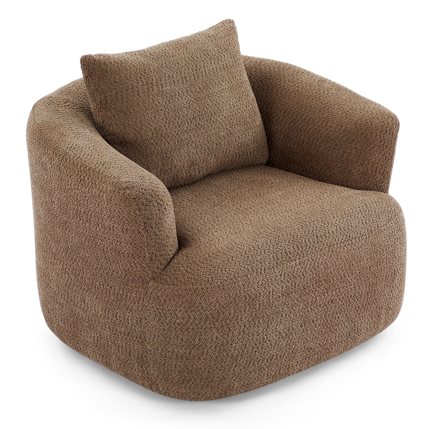 Chaise pivotante à 360°, chaise d'appoint en bouclé de 38,2 pouces avec coussin, canapé-fauteuil capitonné avec accoudoirs incurvés