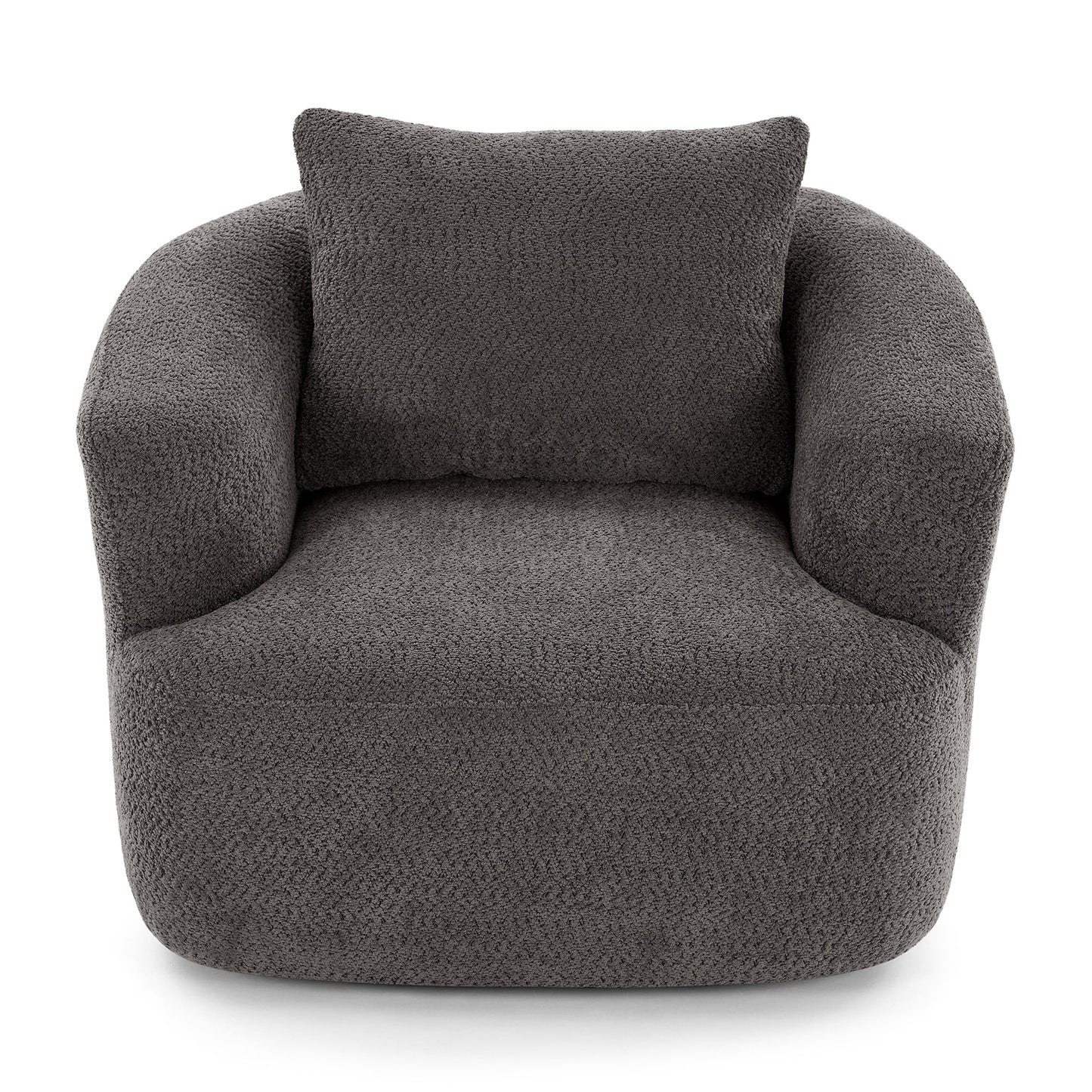 Chaise pivotante à 360°, chaise d'appoint en bouclé de 38,2 pouces avec coussin, canapé-fauteuil capitonné avec accoudoirs incurvés