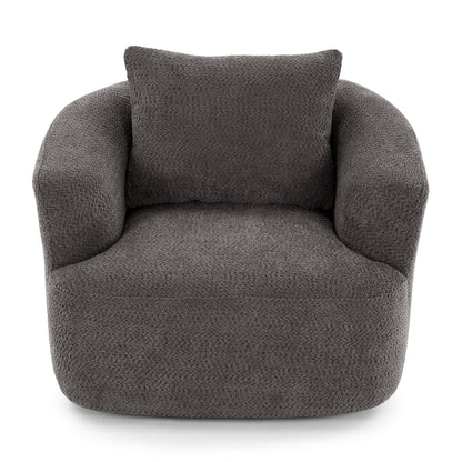 Chaise pivotante à 360°, chaise d'appoint en bouclé de 38,2 pouces avec coussin, canapé-fauteuil capitonné avec accoudoirs incurvés