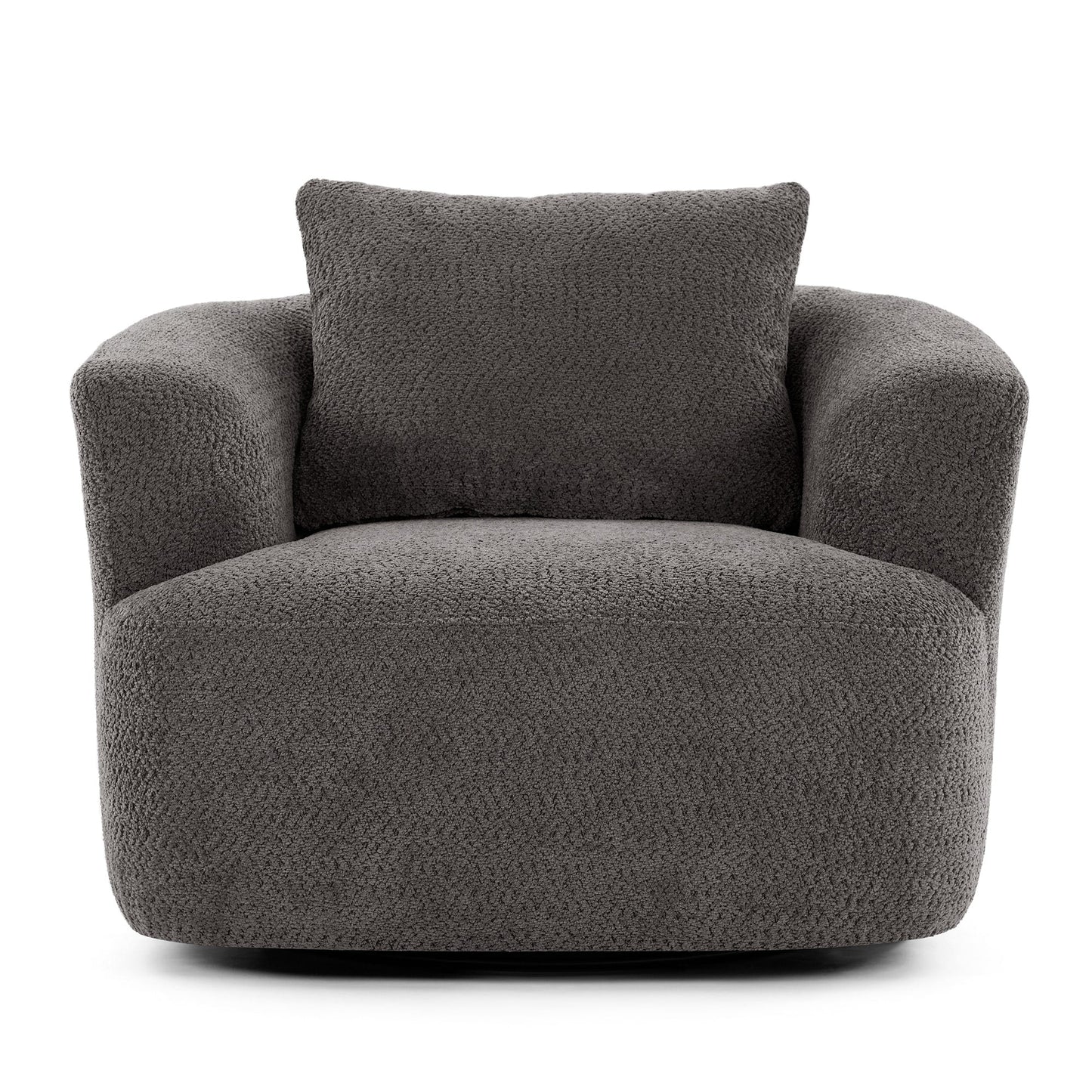 Chaise pivotante à 360°, chaise d'appoint en bouclé de 38,2 pouces avec coussin, canapé-fauteuil capitonné avec accoudoirs incurvés