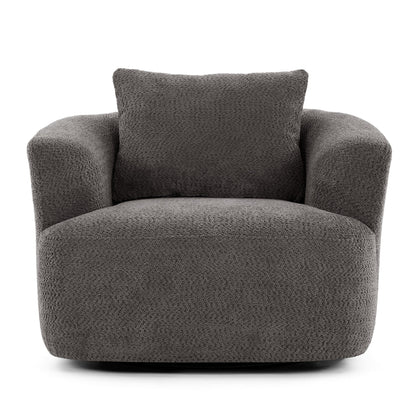 Chaise pivotante à 360°, chaise d'appoint en bouclé de 38,2 pouces avec coussin, canapé-fauteuil capitonné avec accoudoirs incurvés