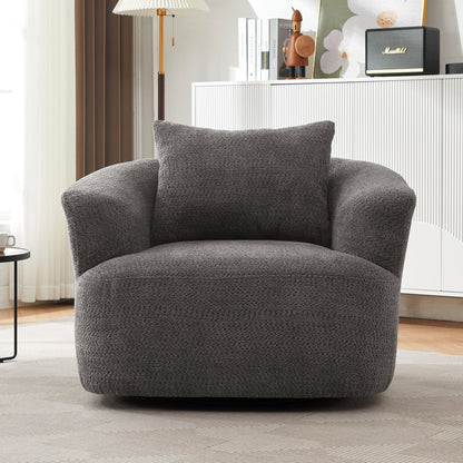 Chaise pivotante à 360°, chaise d'appoint en bouclé de 38,2 pouces avec coussin, canapé-fauteuil capitonné avec accoudoirs incurvés