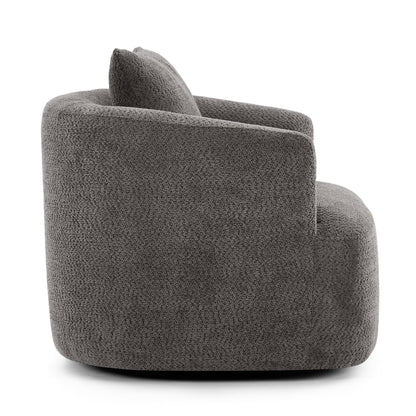 Chaise pivotante à 360°, chaise d'appoint en bouclé de 38,2 pouces avec coussin, canapé-fauteuil capitonné avec accoudoirs incurvés