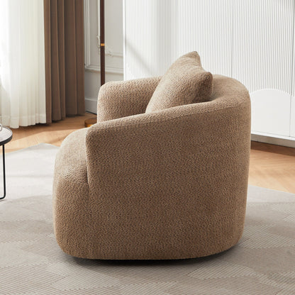 Chaise pivotante à 360°, chaise d'appoint en bouclé de 38,2 pouces avec coussin, canapé-fauteuil capitonné avec accoudoirs incurvés