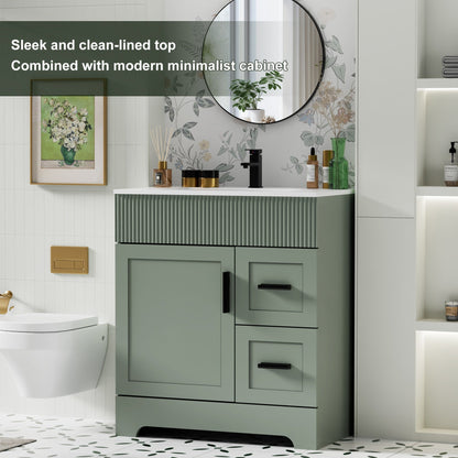 Ensemble de meuble-lavabo Wavy Line 30/36/48 avec lavabo et robinet