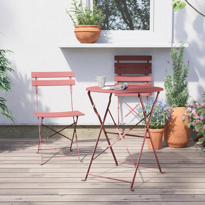 Ensemble de bistro pliable en métal 3 pièces, ensemble de conversation résistant aux intempéries pour l'intérieur et l'extérieur, pour patio, cour, jardin.