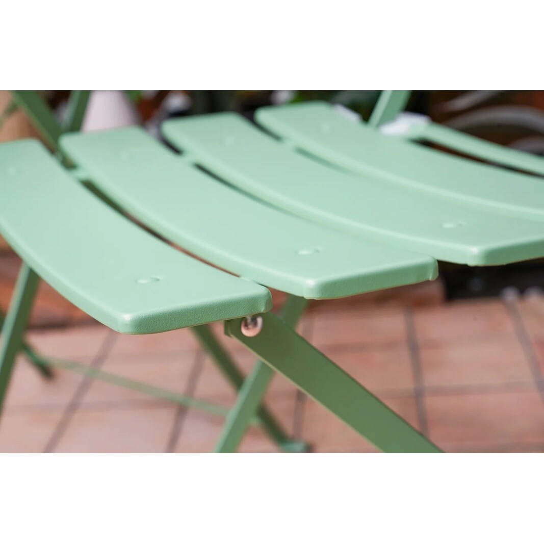 Ensemble de bistro pliable en métal 3 pièces, ensemble de conversation résistant aux intempéries pour l'intérieur et l'extérieur, pour patio, cour, jardin.